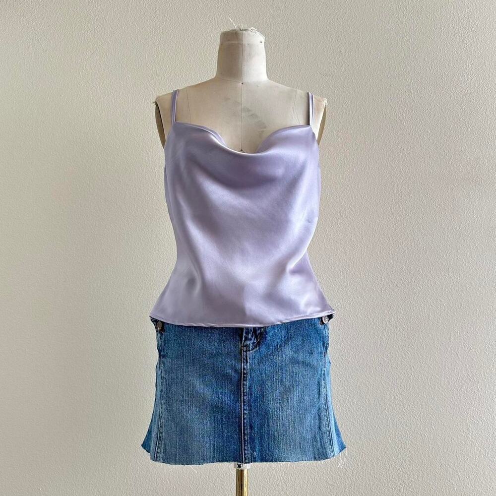 handmade purple lilac satin silk blend cowl neck camisole